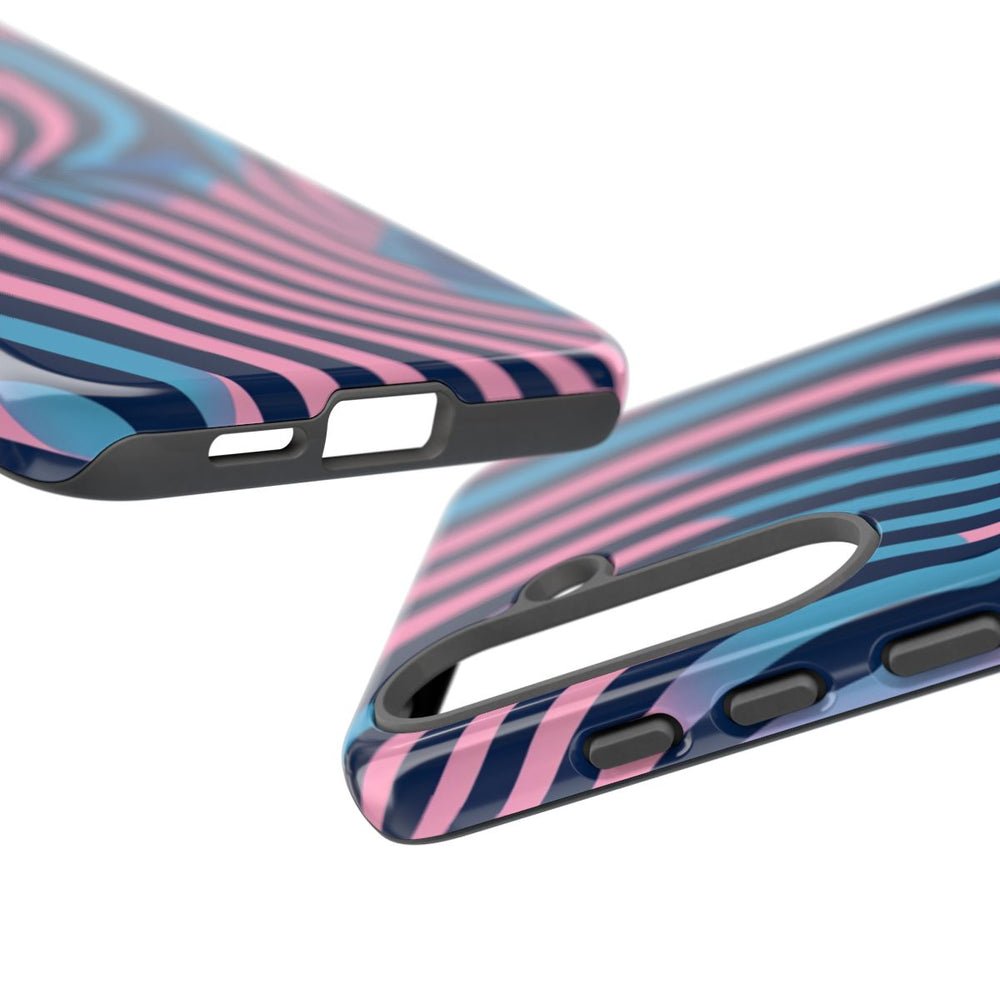 Golvend Blauw-Roze Optische Illusiepatroon