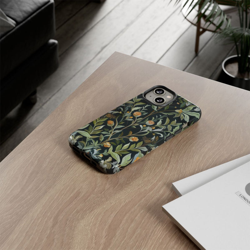 Gedetailleerde Botanische Illustratie met Oranje Bloemen