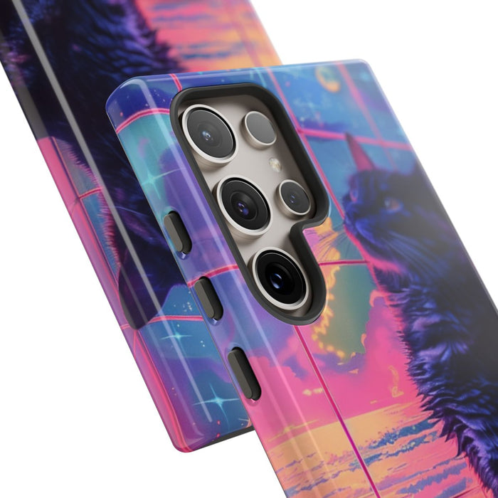 Lofi Vaporwave Kat met Neonlucht