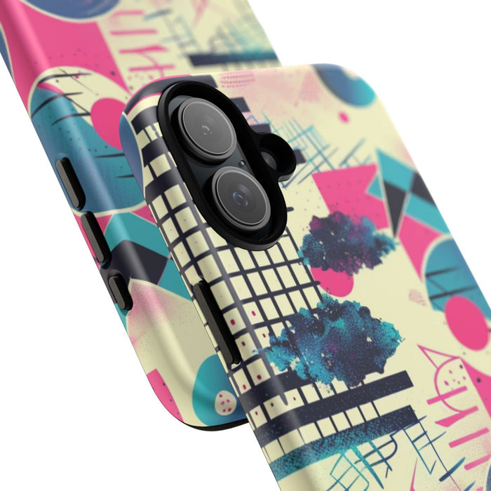Abstract Geometrisch Patroon in Roze en Blauw