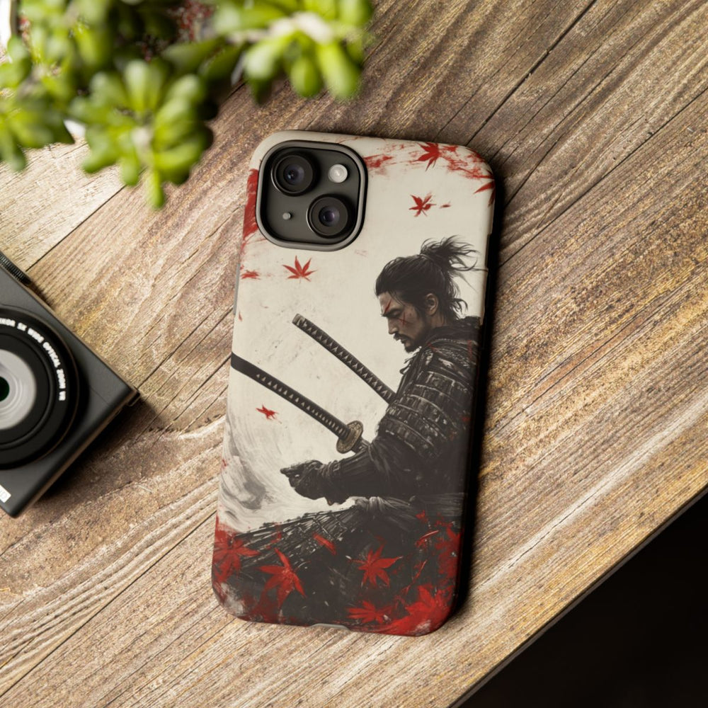 Samurai met Twee Katana’s en Rode Esdoornbladeren