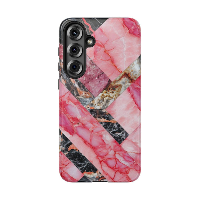 Roze en Zwart Geometrisch Marmerpatroon