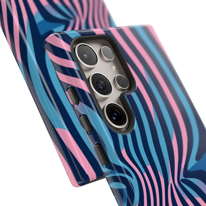 Golvend Blauw-Roze Optische Illusiepatroon