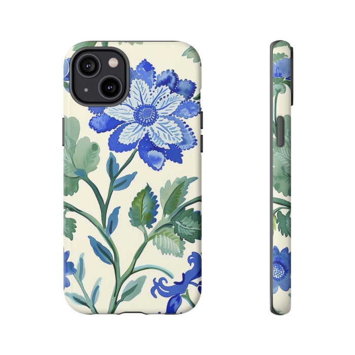 Blauw Waterverf Bloemenpatroon