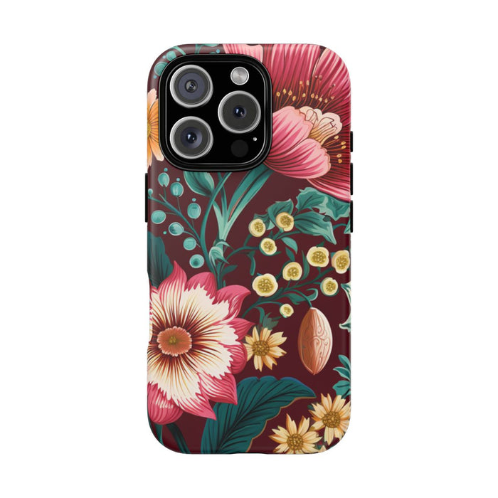 Botanisch Bloemenpatroon in Amber en Teal