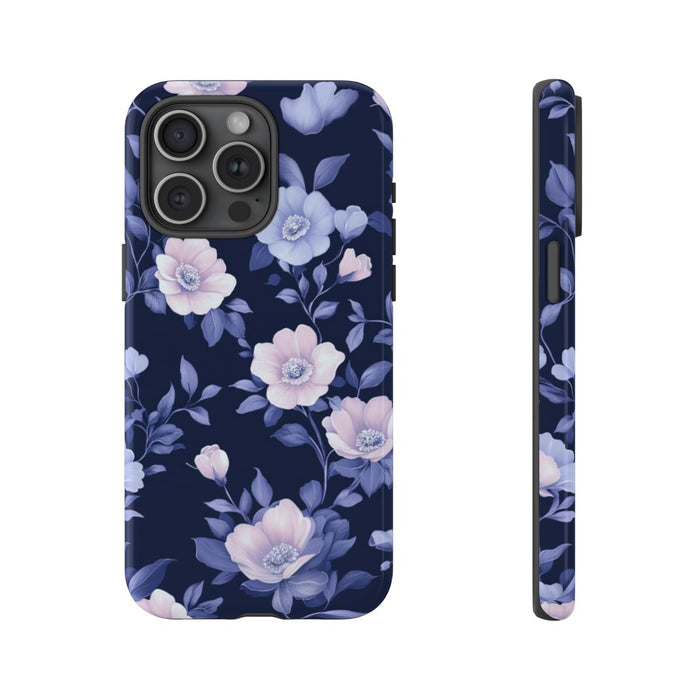 Elegant Blauw-Roze Bloemenpatroon