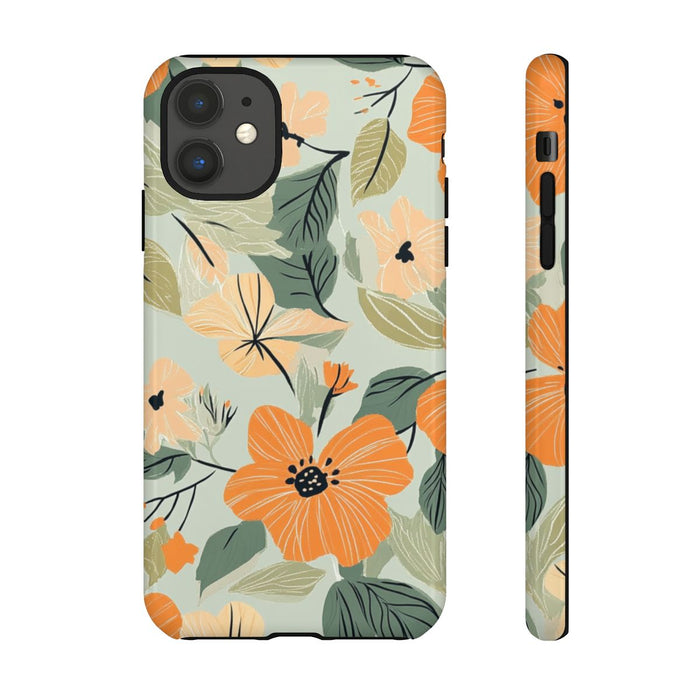 Oranje en Perzik Bloemenpatroon