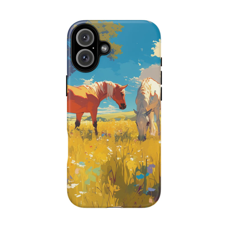 Paarden Grazend in Zonnig Veld