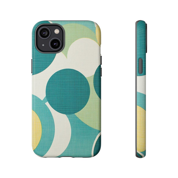 Retro Patroon met Blauwe en Gele Cirkels
