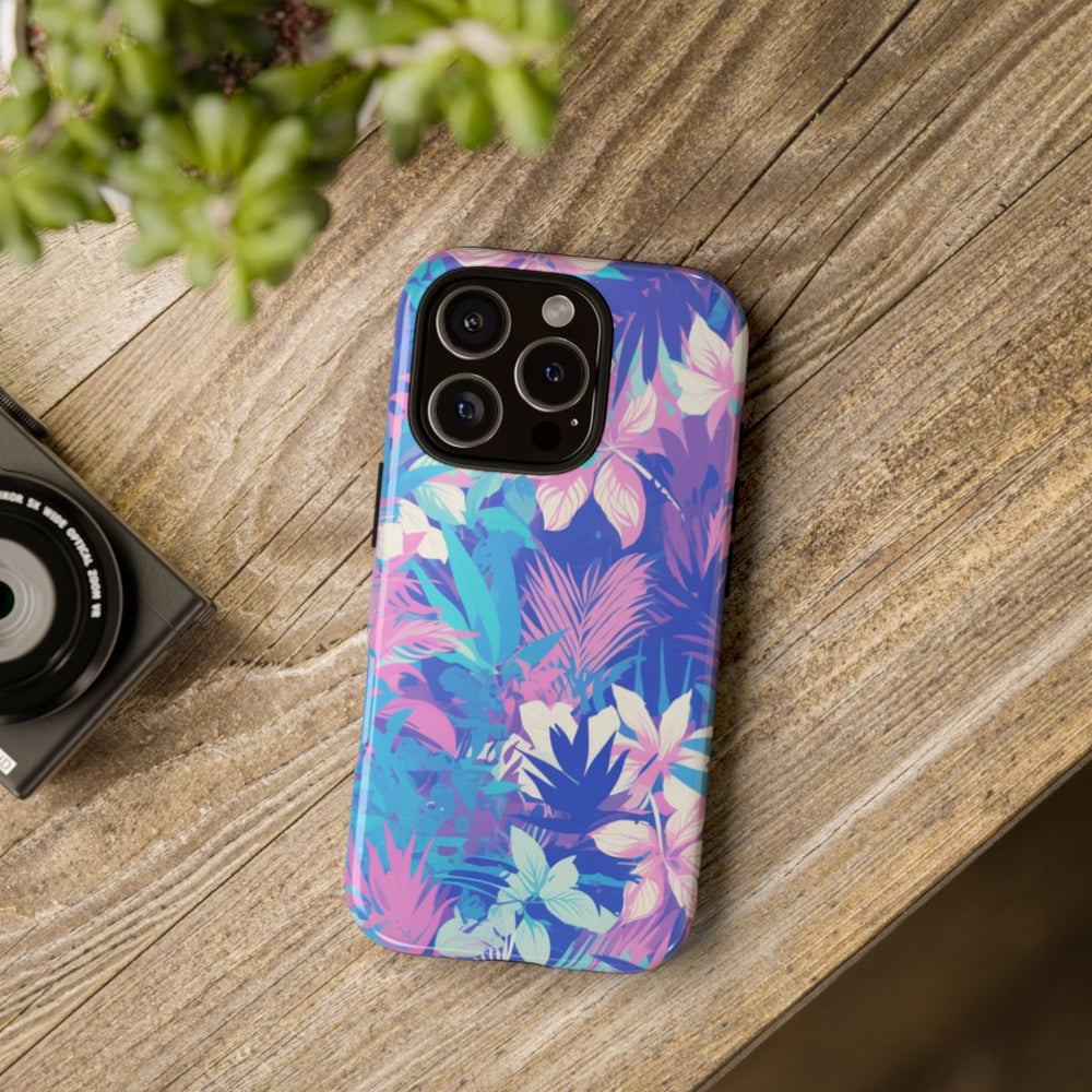 Tropisch Bloemenpatroon in Paars en Cyaan