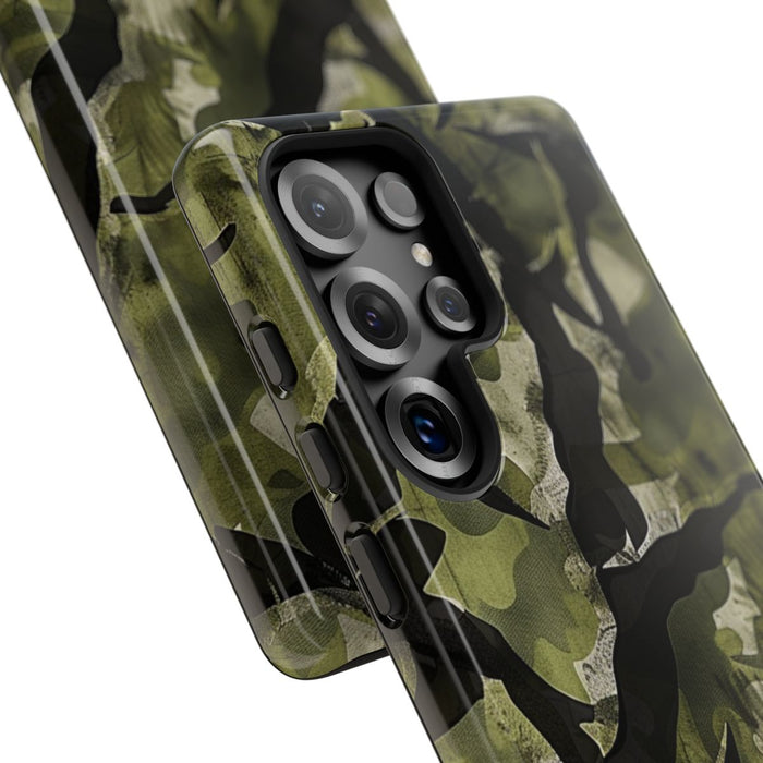 Groen Camouflagepatroon met Zwarte Abstracte Vormen