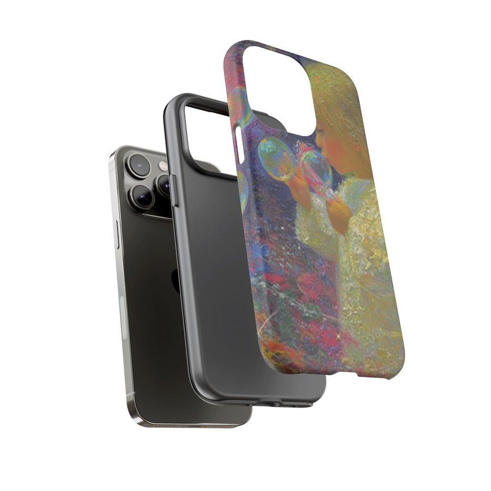 Engel die Zeepbellen Blaast tussen Bloemen