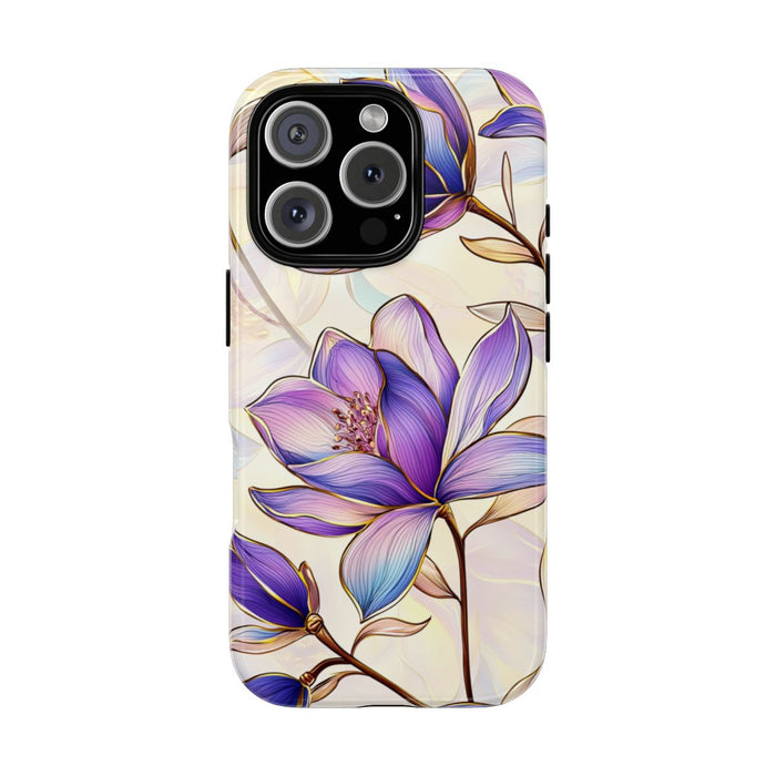 Paarse Magnolia's met Bloemenpatroon
