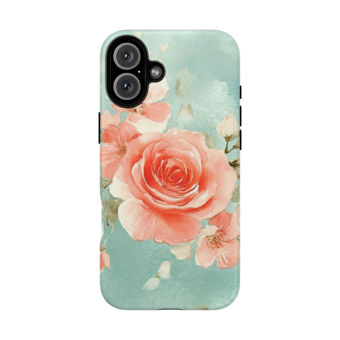 Aquarel Roze Rozen op Turquoise Achtergrond