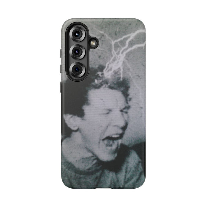 Zwart-Wit Portret met Bliksemeffect en Vintage Look
