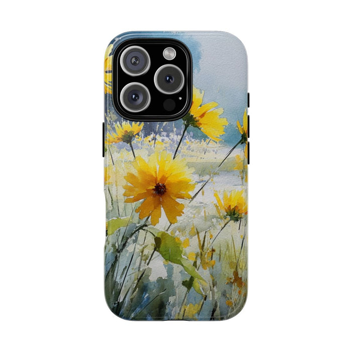 Gele Zonnebloemen in Pastelkleurig Landschap