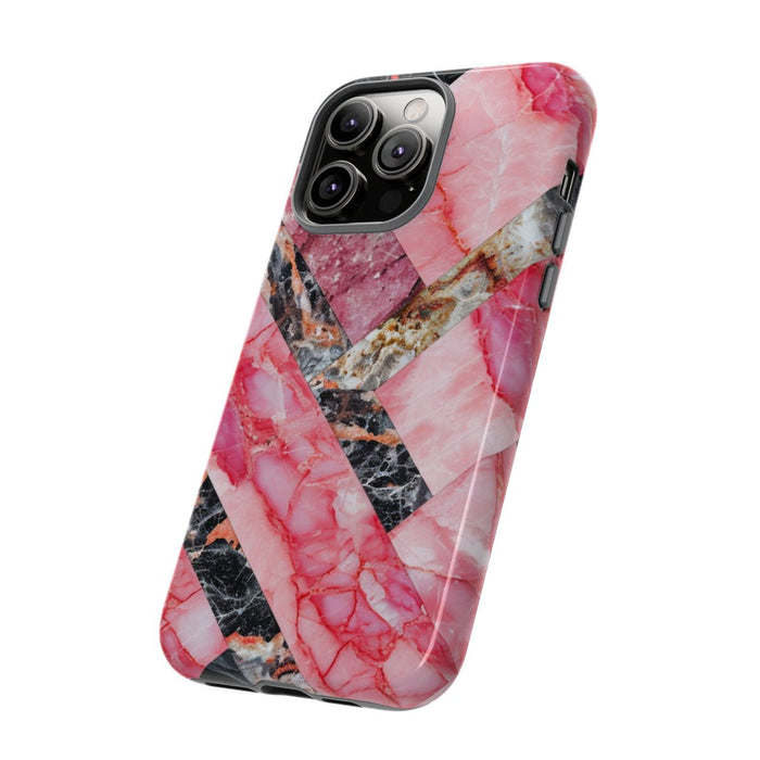 Roze en Zwart Geometrisch Marmerpatroon