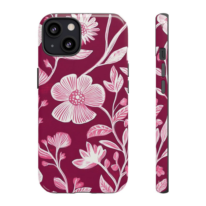 Roze en Witte Bloemenprint