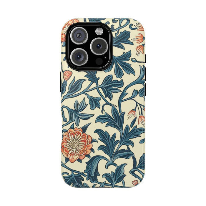 Blauw-Oranje Bloemenpatroon