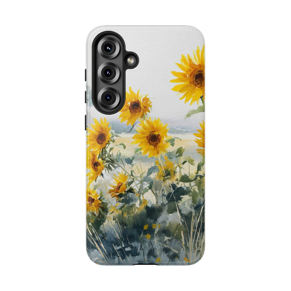Gele Zonnebloemen in Pastelkleurig Landschap