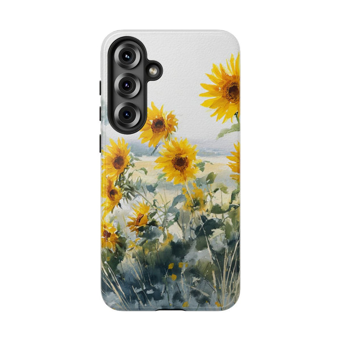 Gele Zonnebloemen in Pastelkleurig Landschap