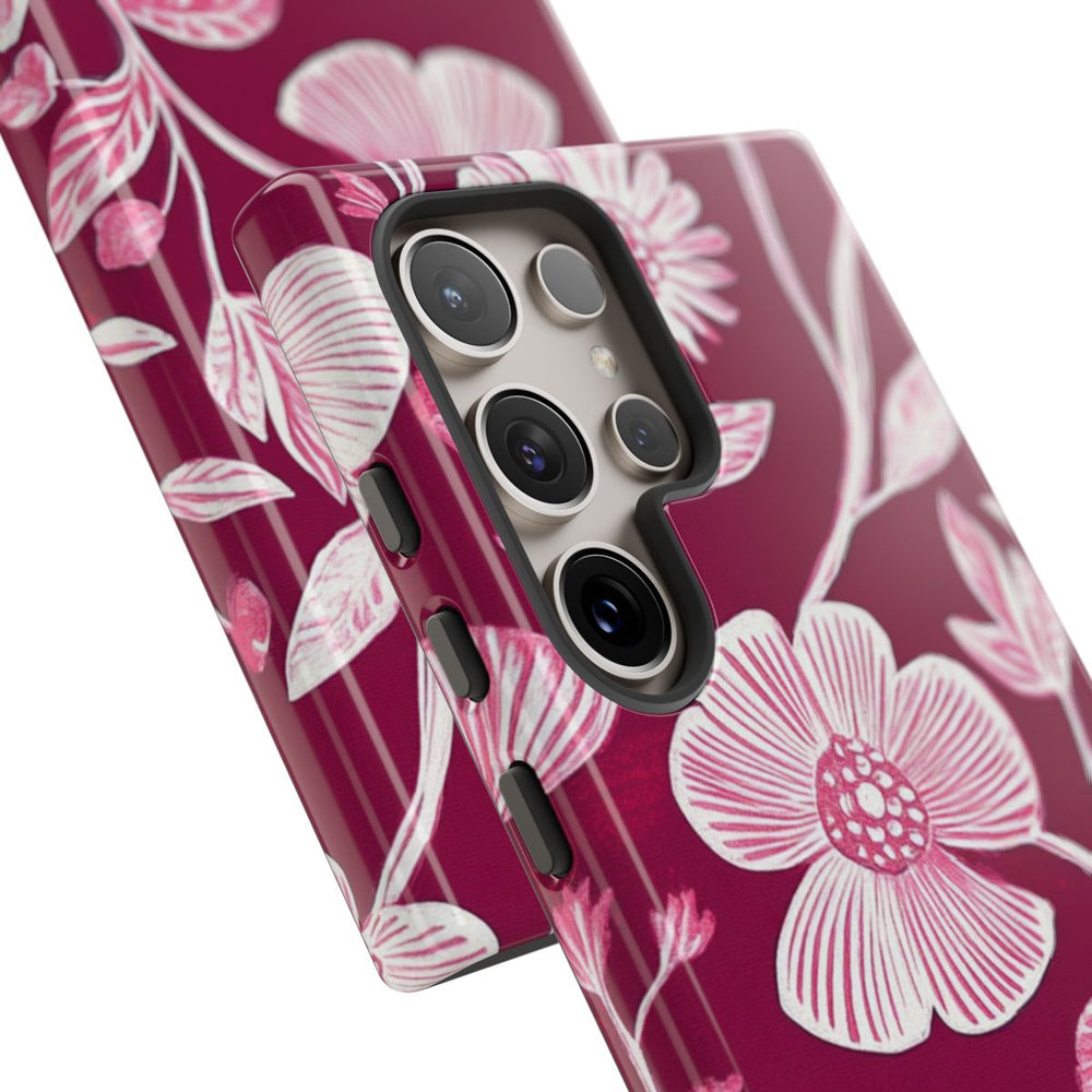 Roze en Witte Bloemenprint