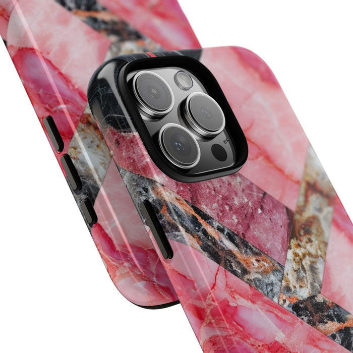 Roze en Zwart Geometrisch Marmerpatroon