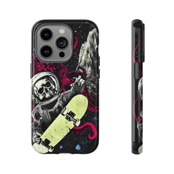 Schedel-Astronaut met Skateboard en Octopus