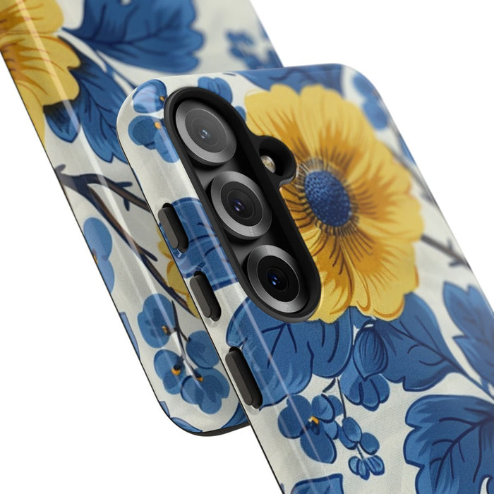 Blauw-Geel Bloemenpatroon