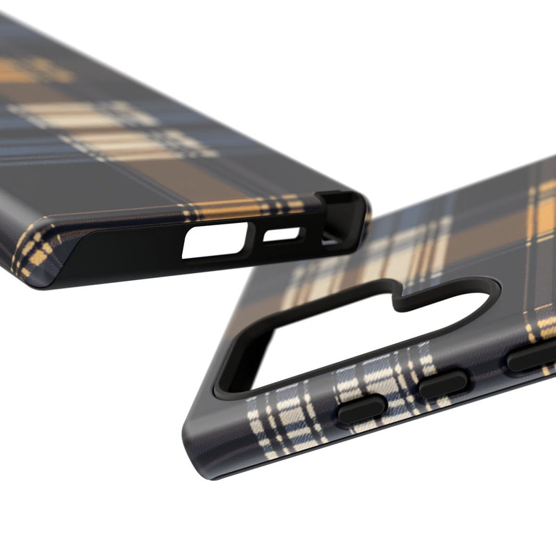 Caramel en Donkerblauw Geruit Patroon
