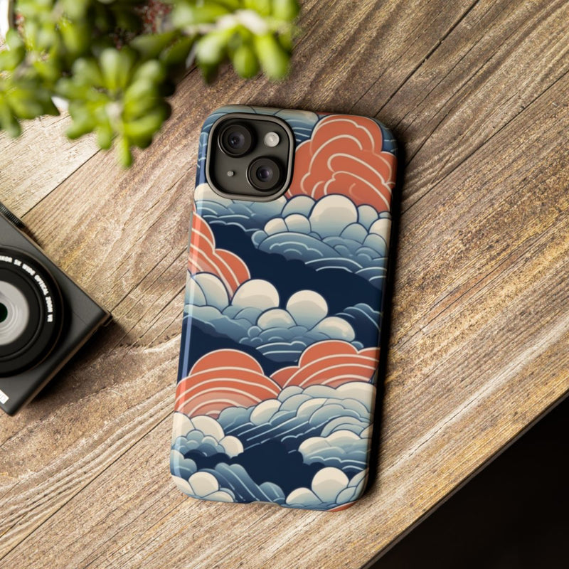 Gestileerd Wolkenpatroon in Blauw en Oranje