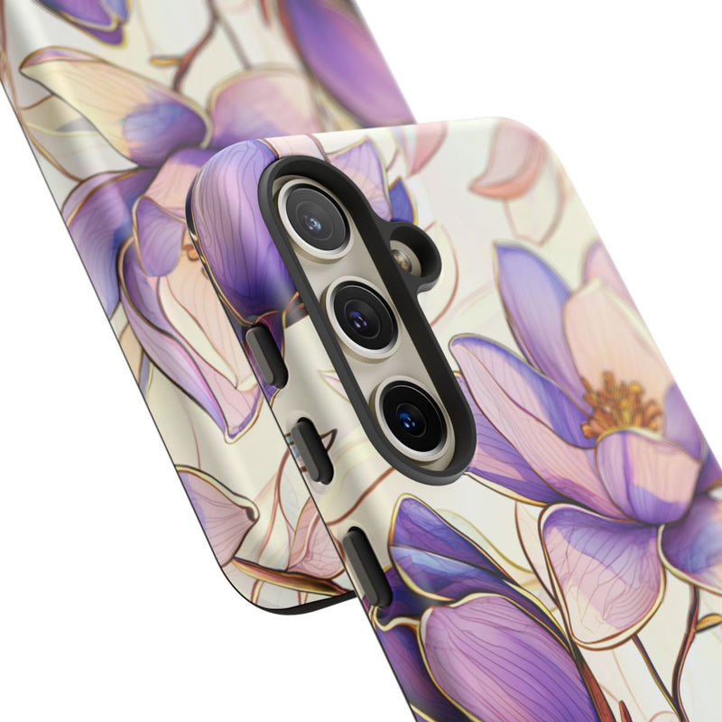 Paarse Magnolia’s in Glas-in-loodpatroon