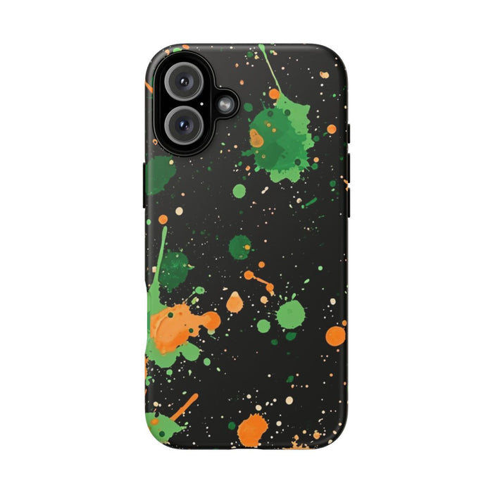 Groene en Oranje Verfspattenpatroon