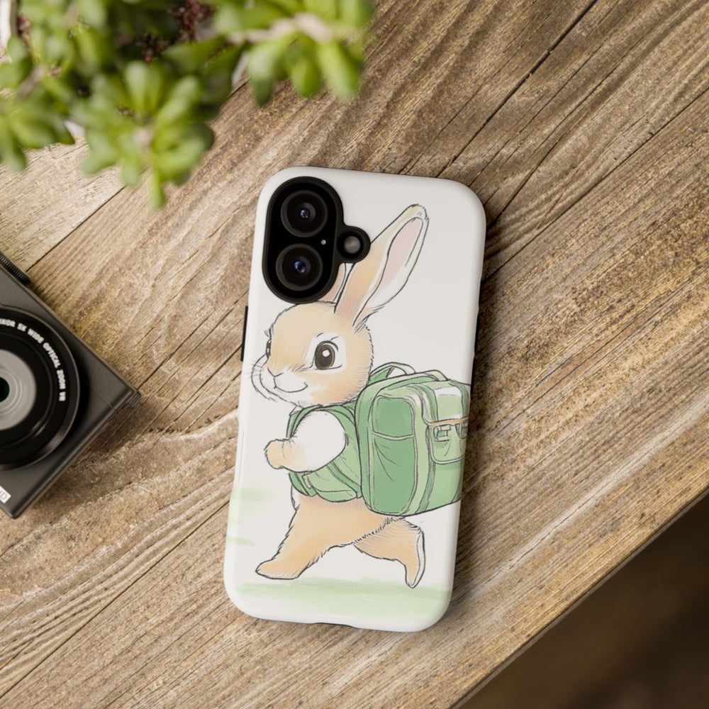 Lief Konijntje met Groene Rugzak Illustratie