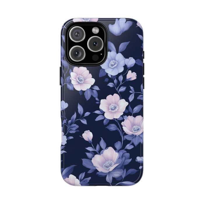 Elegant Blauw-Roze Bloemenpatroon