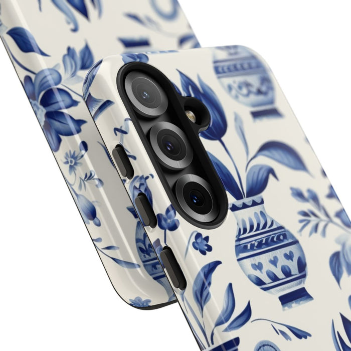 Blauw Bloemmotief met Delfts Vaaspatroon