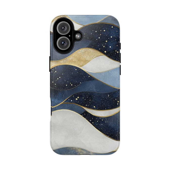 Abstract Blauw-Goud Golvenpatroon