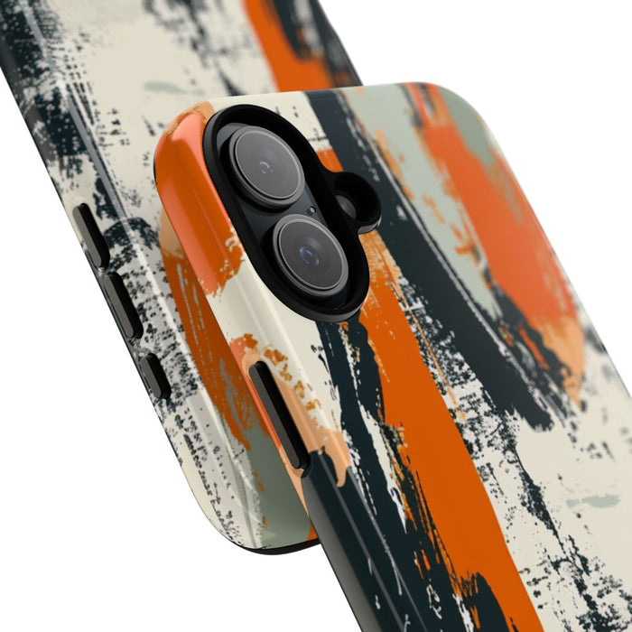 Abstract Oranje-Zwart Penseelstrepenpatroon