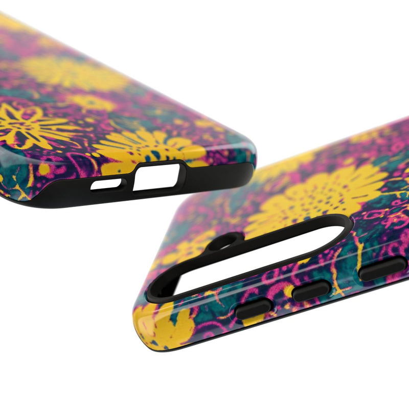 Gele en Paarse Bloemenprint