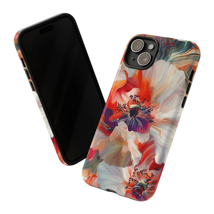 Abstracte Bloemmotieven in Rood en Wit