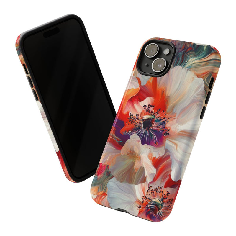 Abstracte Bloemmotieven in Rood en Wit