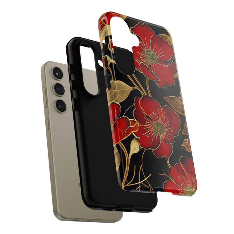 Rood-Gouden Bloemenpatroon