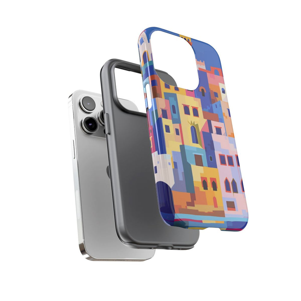 Kleurrijke Illustratie van een Kuststad