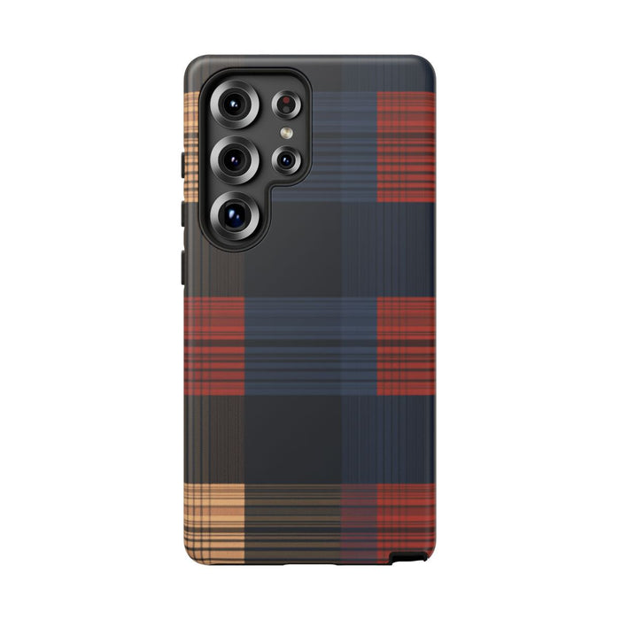 Caramel en Donkerblauw Geruit Patroon