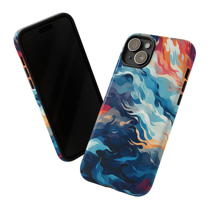 Abstracte Oceaangolven met Vurige Kleuren