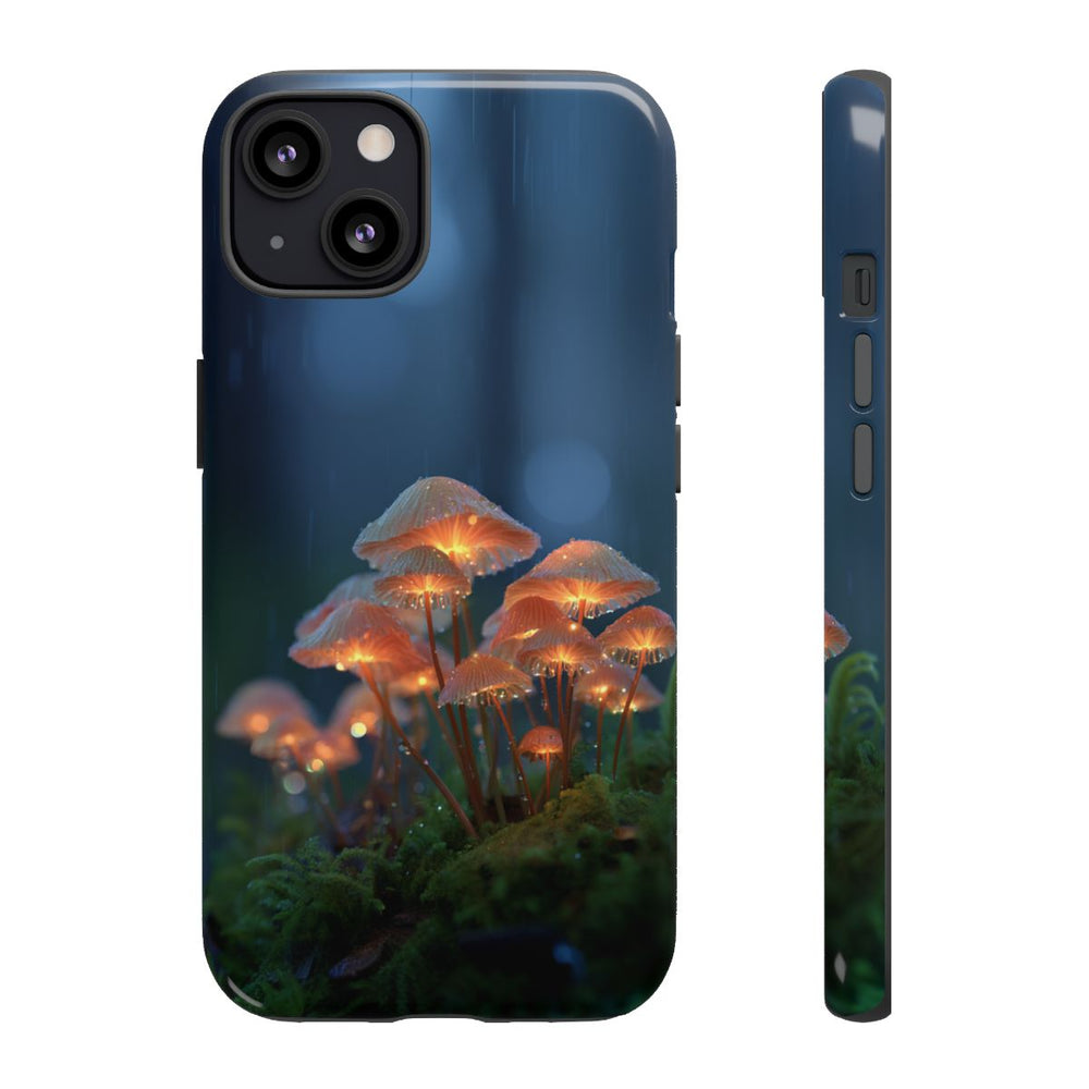 Gloeiende Paddenstoelen in Regenachtig Bos