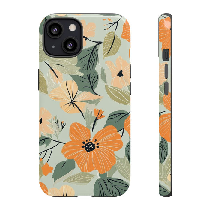 Oranje en Perzik Bloemenpatroon