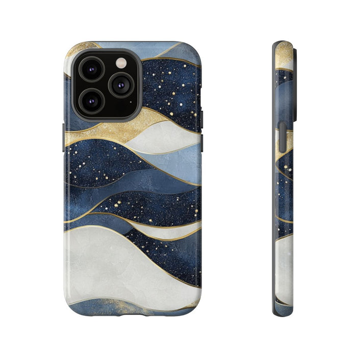 Abstract Blauw-Goud Golvenpatroon
