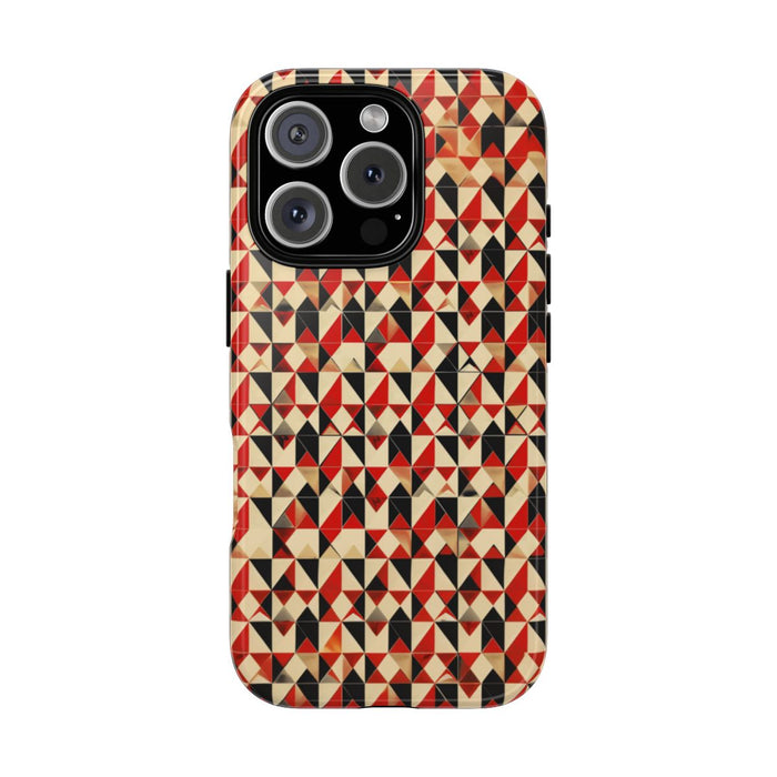 Geometrisch Abstract Patroon in Rood en Zwart