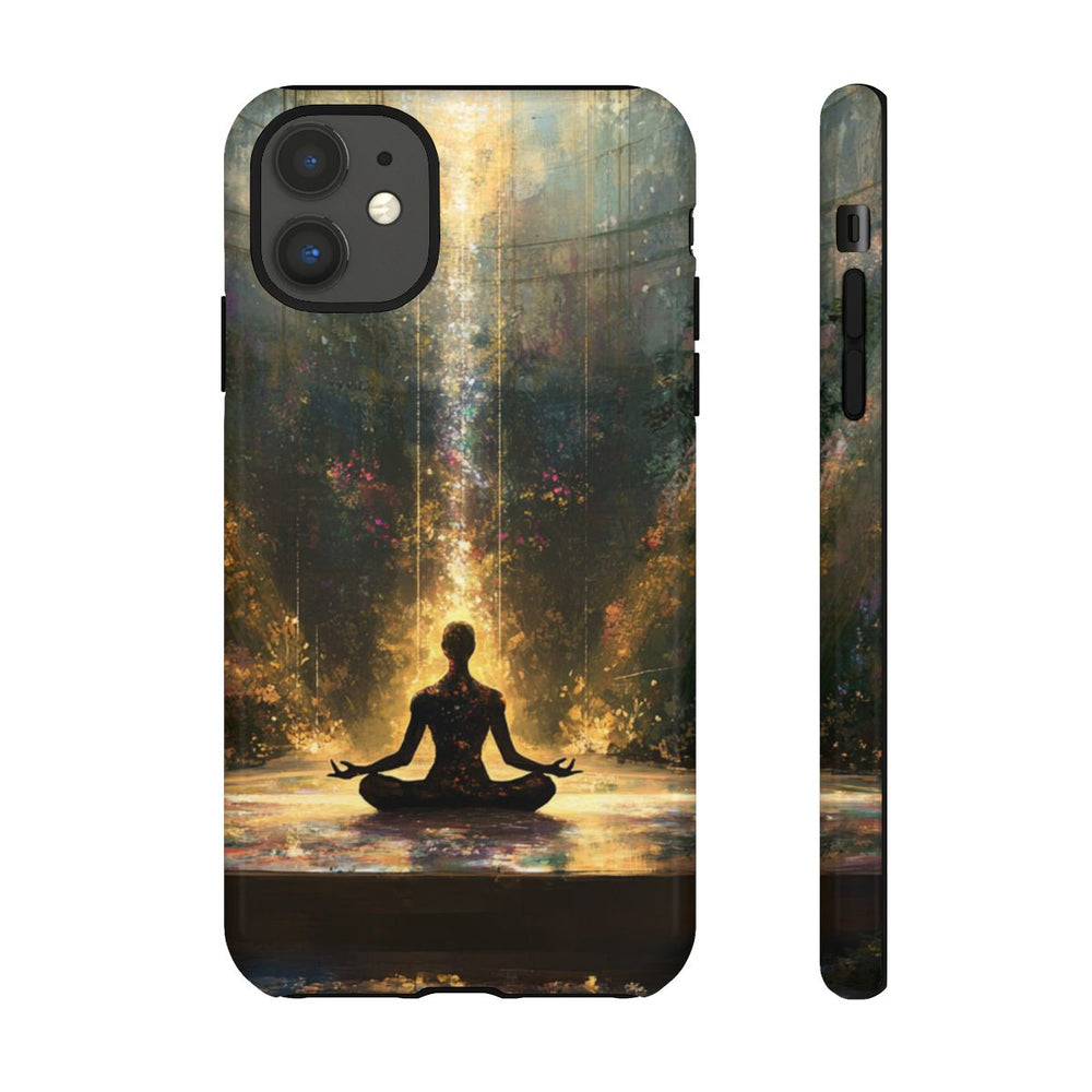 Mediterende Silhouet met Stralend Licht